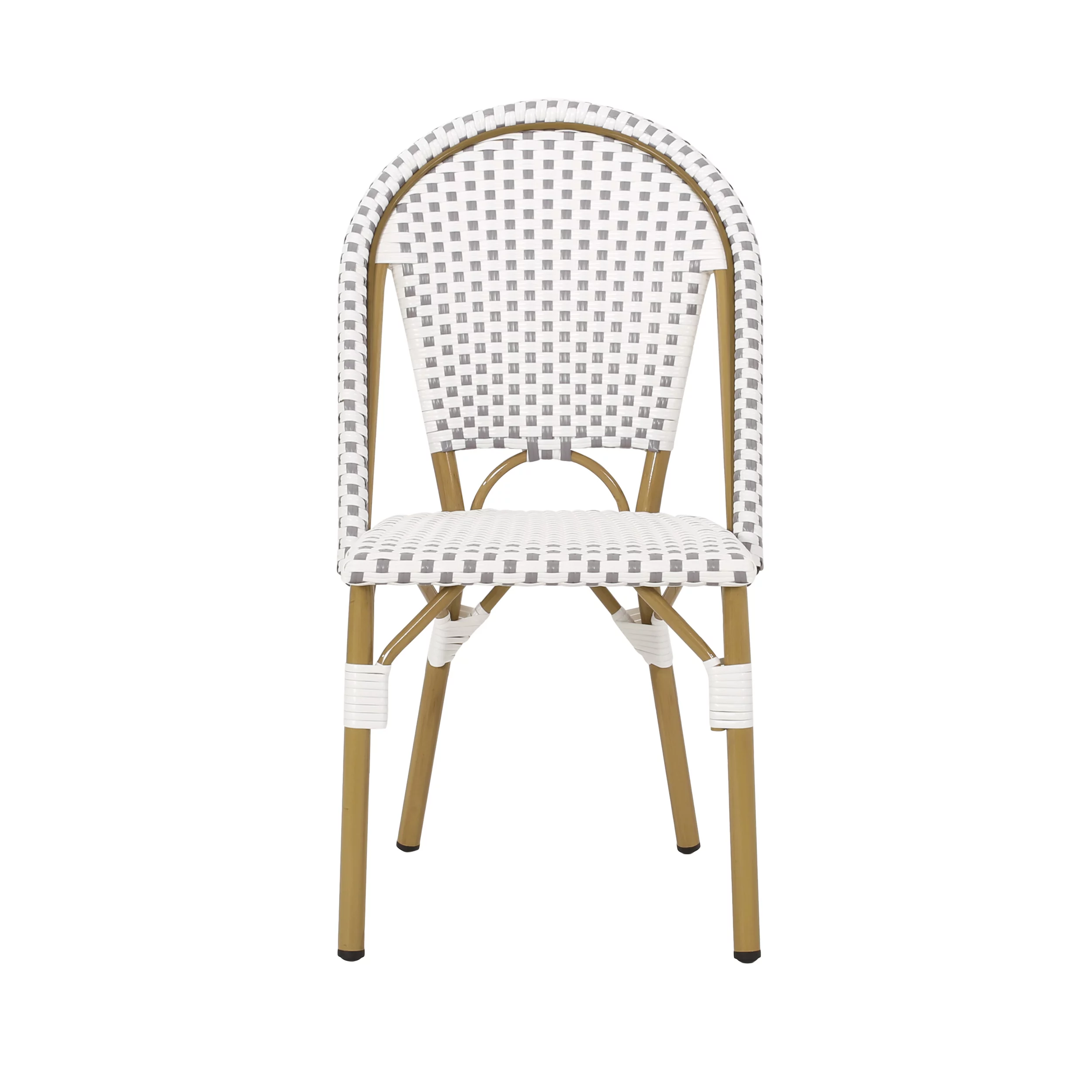 Ryder Outdoor French Bistro Chair, Set of 4, Gray, White, Bamboo Finish