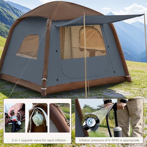 SHANQUAN Inflatable Tent with Pump,4-6 Person Instant Glamping Camping Tents House