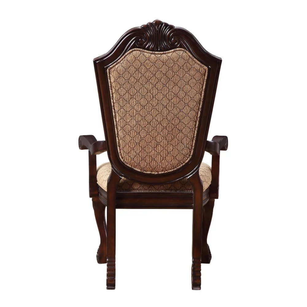 ACME Chateau De Ville Arm Chair in Light Brown and Espresso, Set of 2