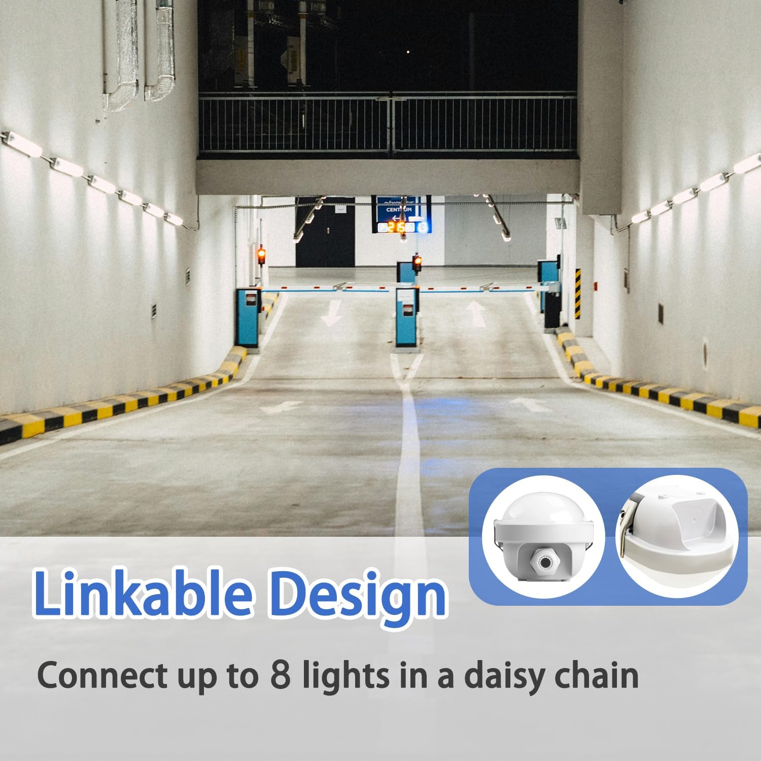 4FT LED Vapor Tight Light Fixture, 60W-50W-40W Power Selectable 5000K, IP65 Waterproof Industrial Surface Mount LED Shop Lights for Carport, Garage