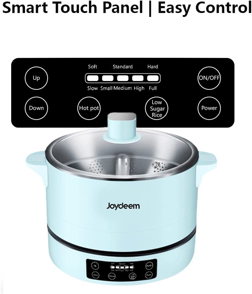 Joydeem Smart Lifting Electric Hot Pot, Steamer and Low Sugar Rice Cooker, Shabu Shabu Hot Pot, Food Grade Stainless Steel, 1500W, 4L