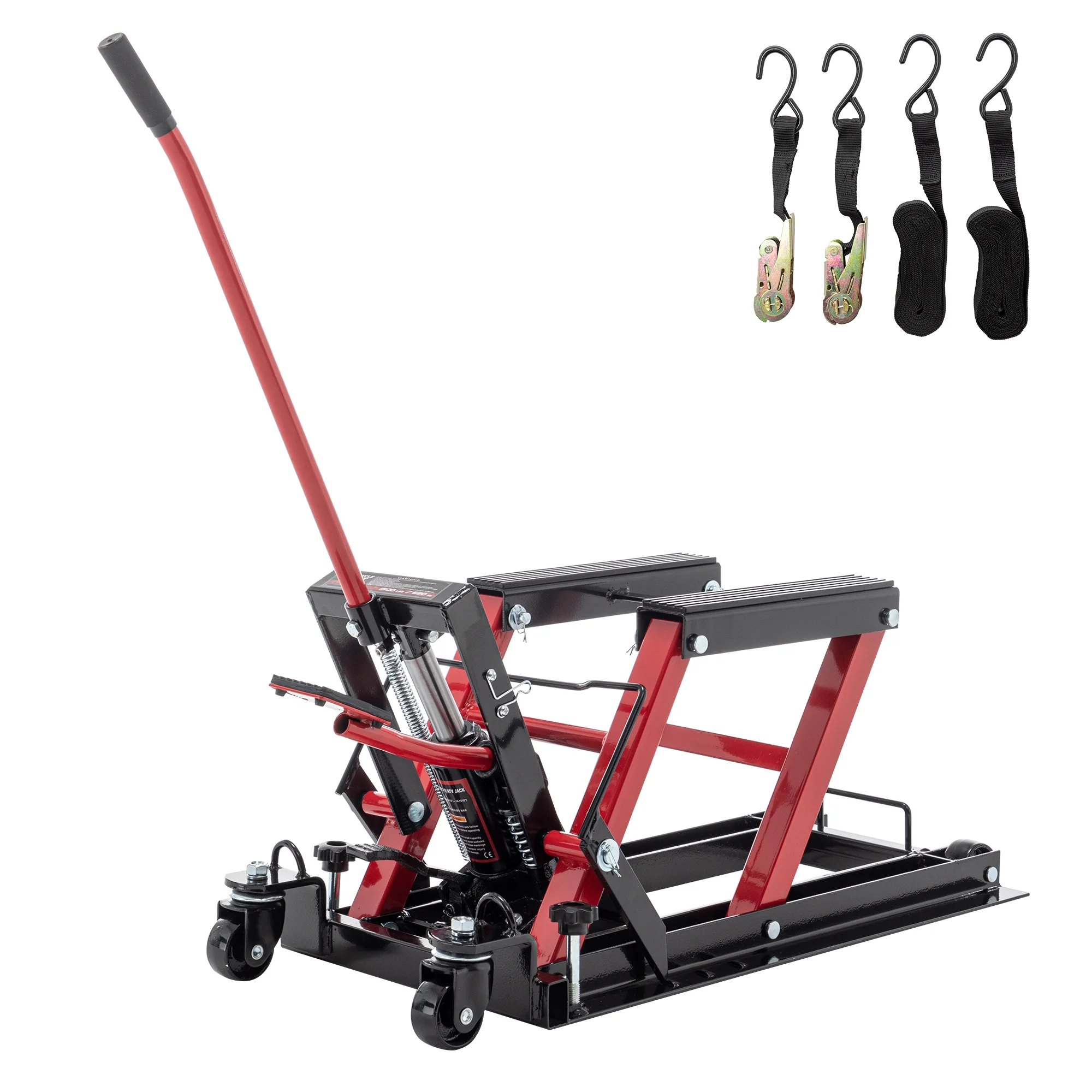 POWANLI 1500lbs Hydraulic Motorcycle Lift Jack, Foot-Operated Motorcycle Lift Table, ATV Scissor Lift Jack with 4.5" - 15" Lifting Range