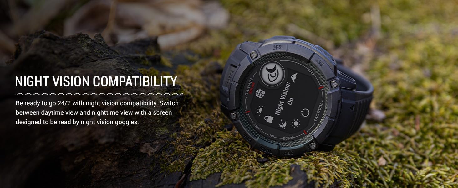 Garmin Instinct 2X Solar - Tactical Edition Black, Rugged Outdoor GPS Smartwatch for Men, Solar Charging Capability