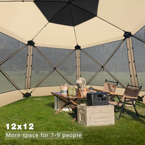 MASTERCANOPY 12x12FT Pop Up Gazebo Screen Tent - Instant Screen House with Netting, Quick Set, Outdoor Canopy Shelter with Carry Bag for Camping