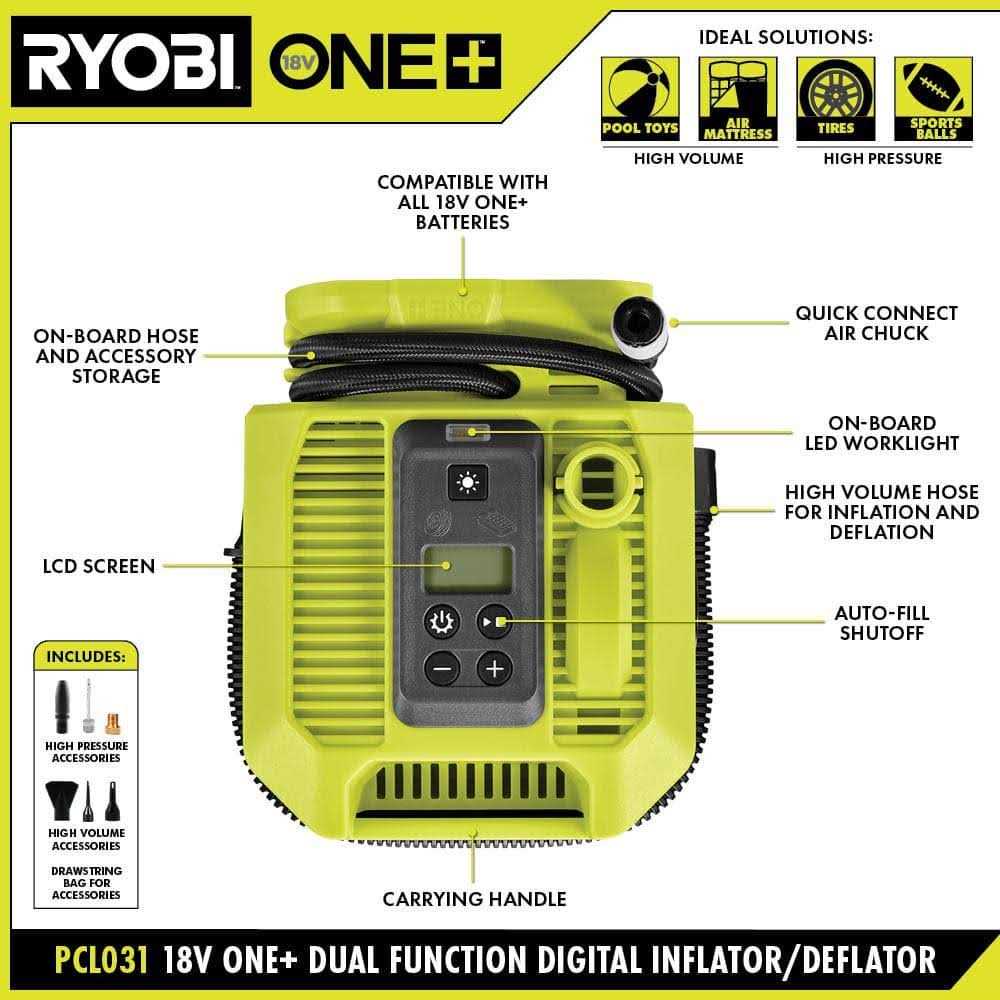 Ryobi ONE+ 18V Cordless Dual Function Inflator/Deflator - Sports Supplies Online Store