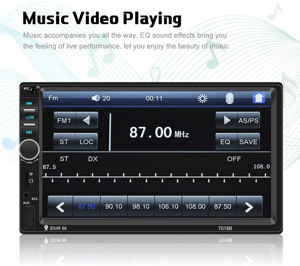 Car Radio Double Din Car Stereo 7 LCD Touch Screen in-Dash Head Unit with Bluetooth Support Mirror Link/DVR/USB/FM/SD/MMC MP3 +Rear View Camera&