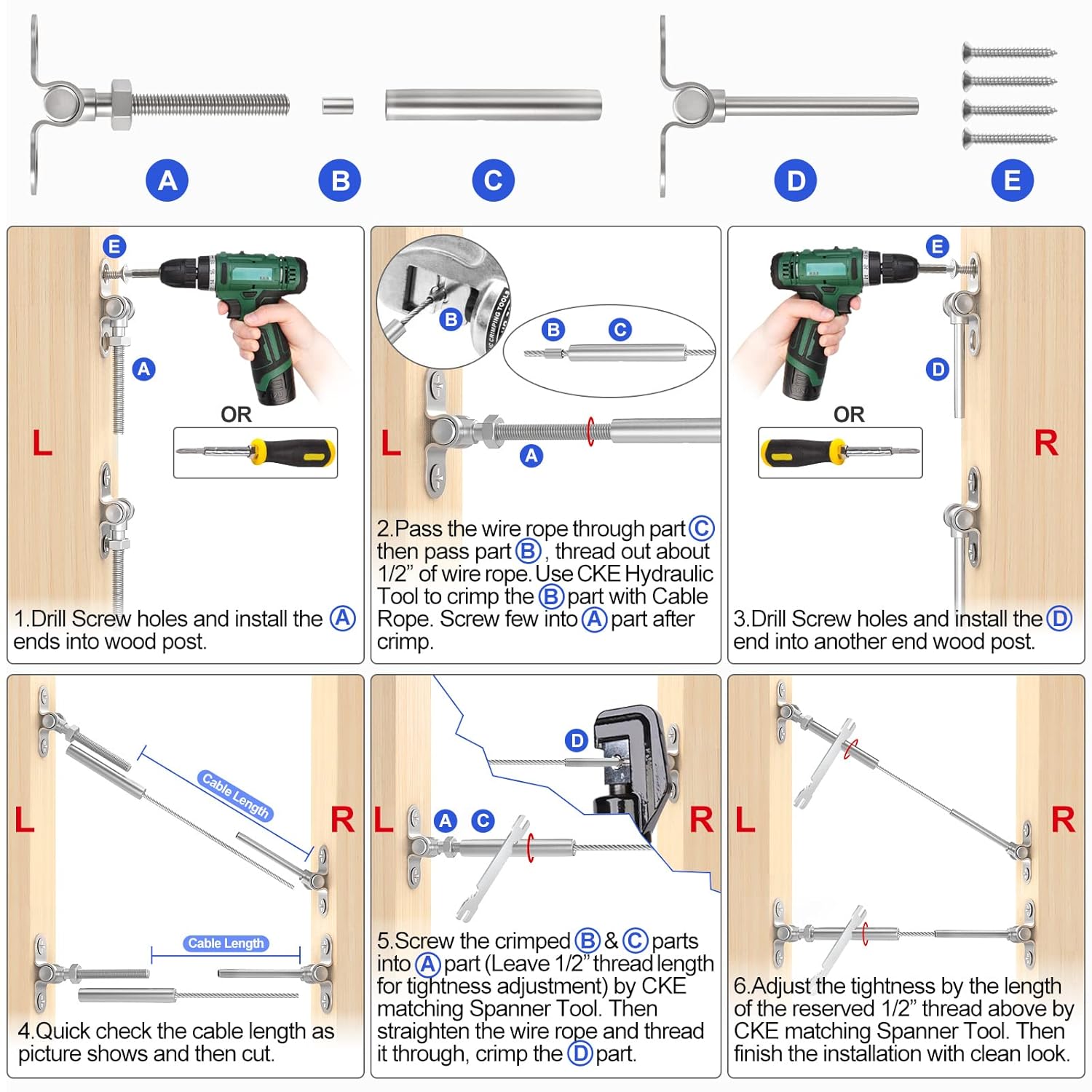 [Patent Design]CKE 2022 10 Set T316 Marine Grade Stainless Steel Invisible 180&deg