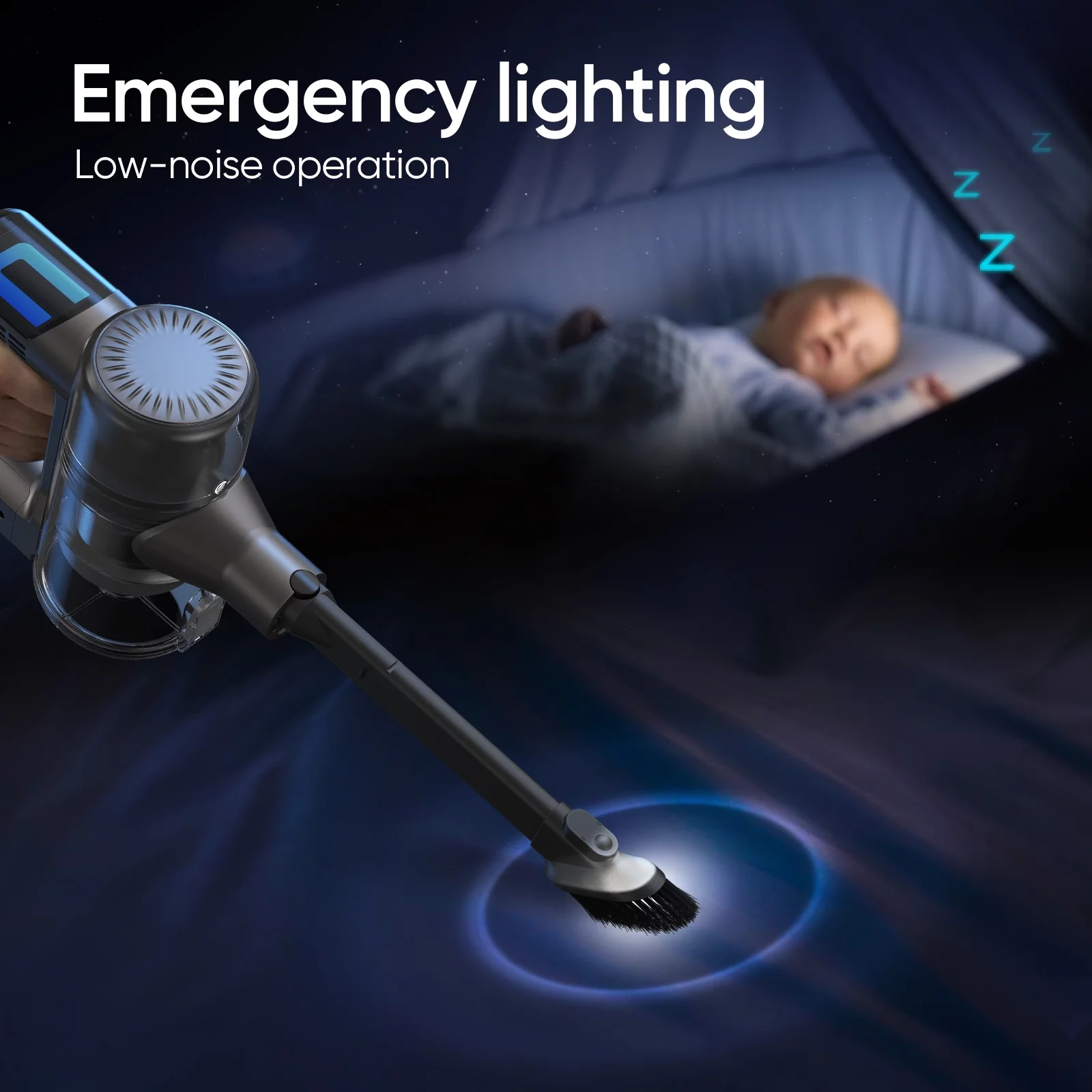 MOOSOO Cordless Vacuum Lightweight Stick Vacuum Cleaner with 30Kpa Suction, Dust-Revealing Headlight, Gray