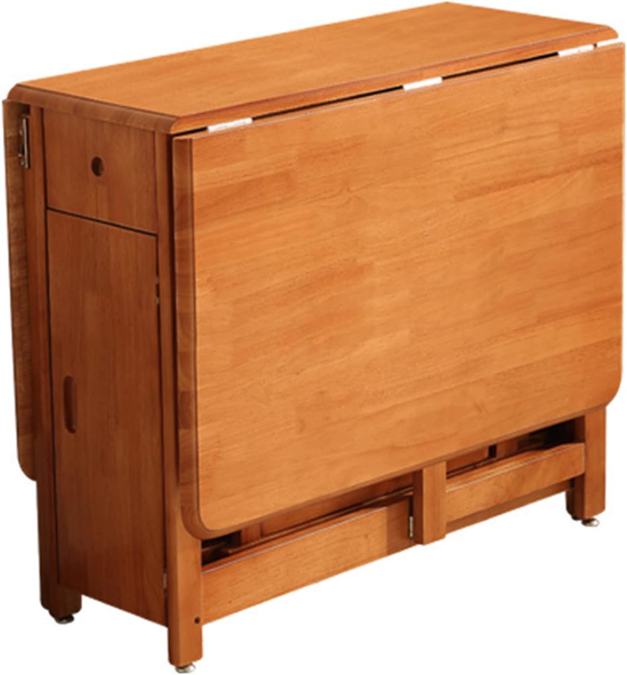 Kitchen Table, Folding Dining Table, Solid Wood Drop Leaf Table, Space Saving Compact Dining Room Table (A) (B)