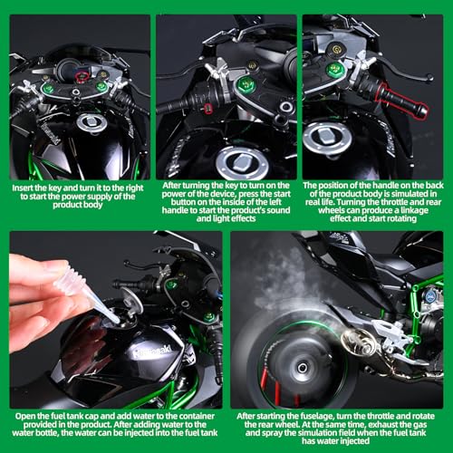 Die Cast Motorcycle 1:6 Scale for Kawasaki H2R Motorcycles Alloy Racing Motorcycle Model Power Toy Motorcycles Collection Kawasaki Model Motorcycles