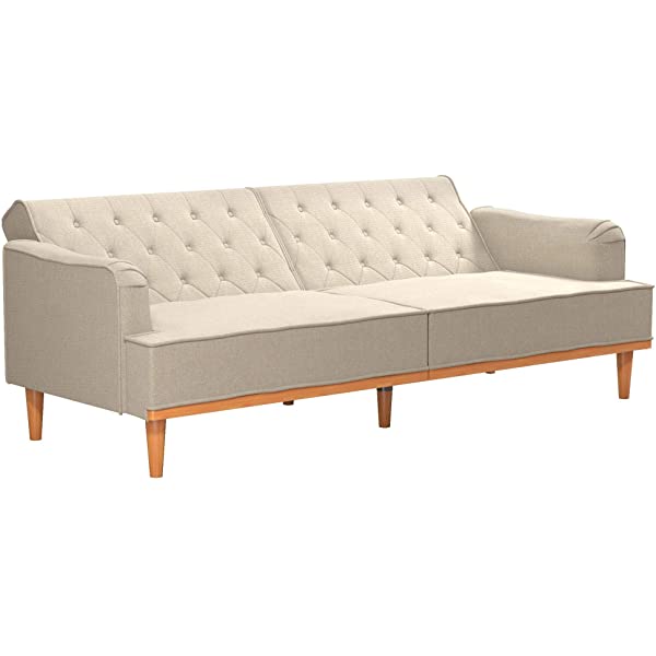 Mr. Kate Stella Vintage Convertible Sofa Bed Futon, Tan Linen