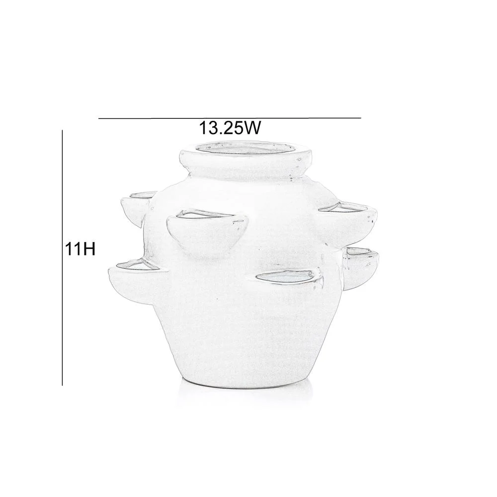 Alfresco Home 8 Pocket Ceramic Strawberry Planter in White