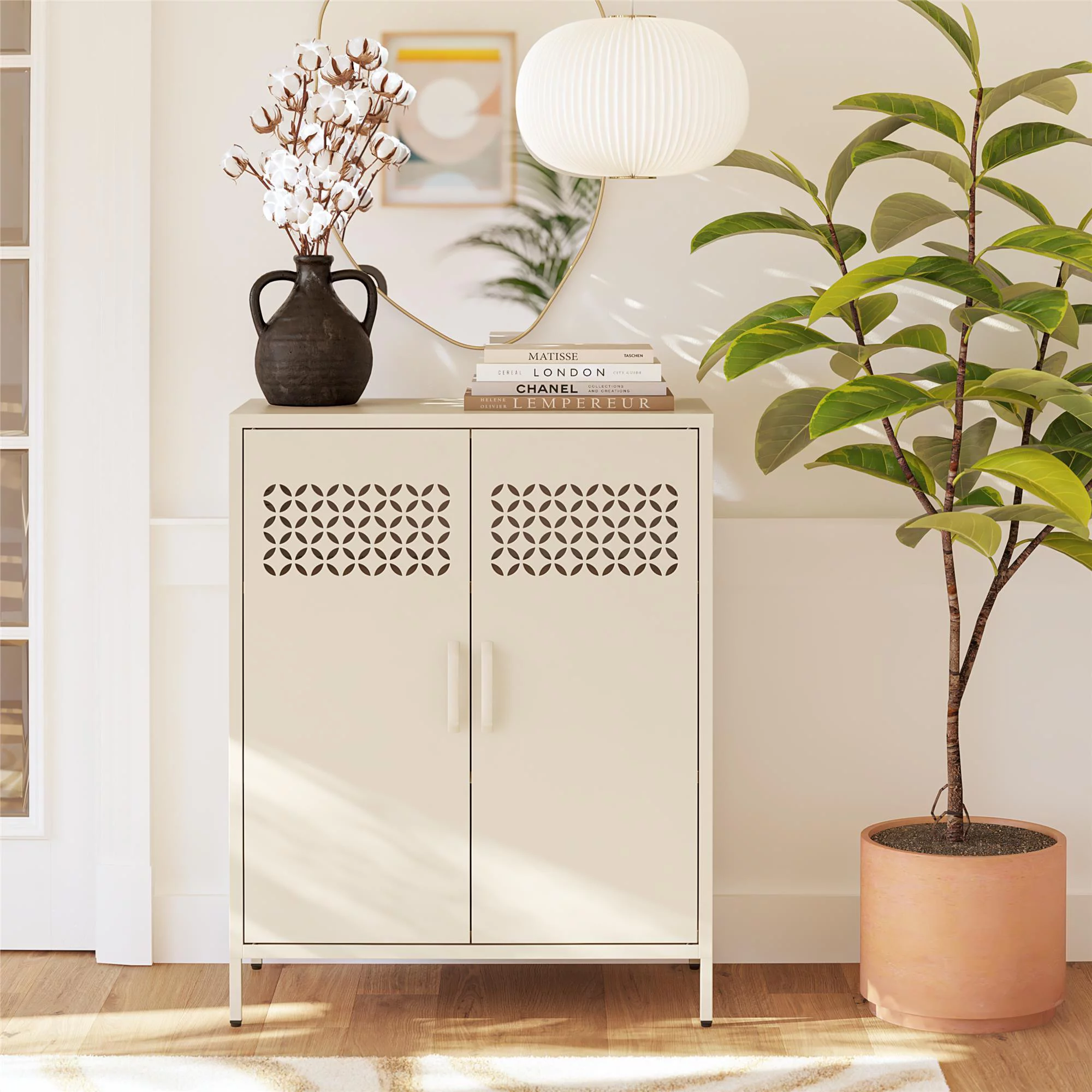 Mr. Kate Annie Short Metal 2 Door Cabinet, Parchment