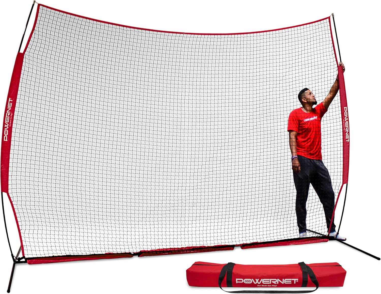 PowerNet 12 ft x 9 ft Sports Barrier Net | 108 SqFt of Protection | Safety Backstop | Portable EZ Setup Barricade for Baseball, Lacrosse, Basketball