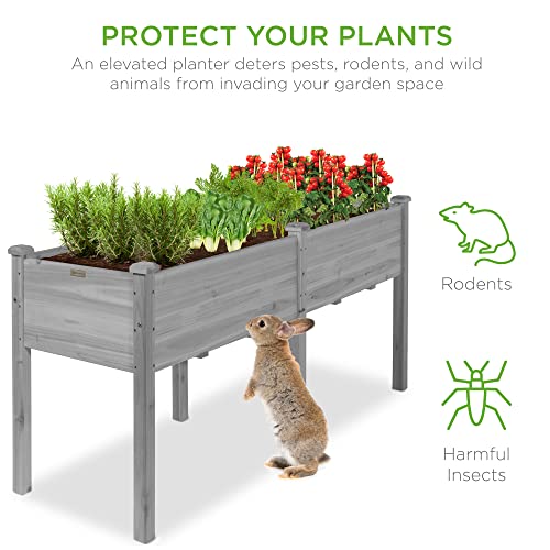 Best Choice Products 72x23x30in Raised Garden Bed, Elevated Wood Planter Box Stand for Backyard, Patio, Balcony w/Divider Panel, 6 Legs