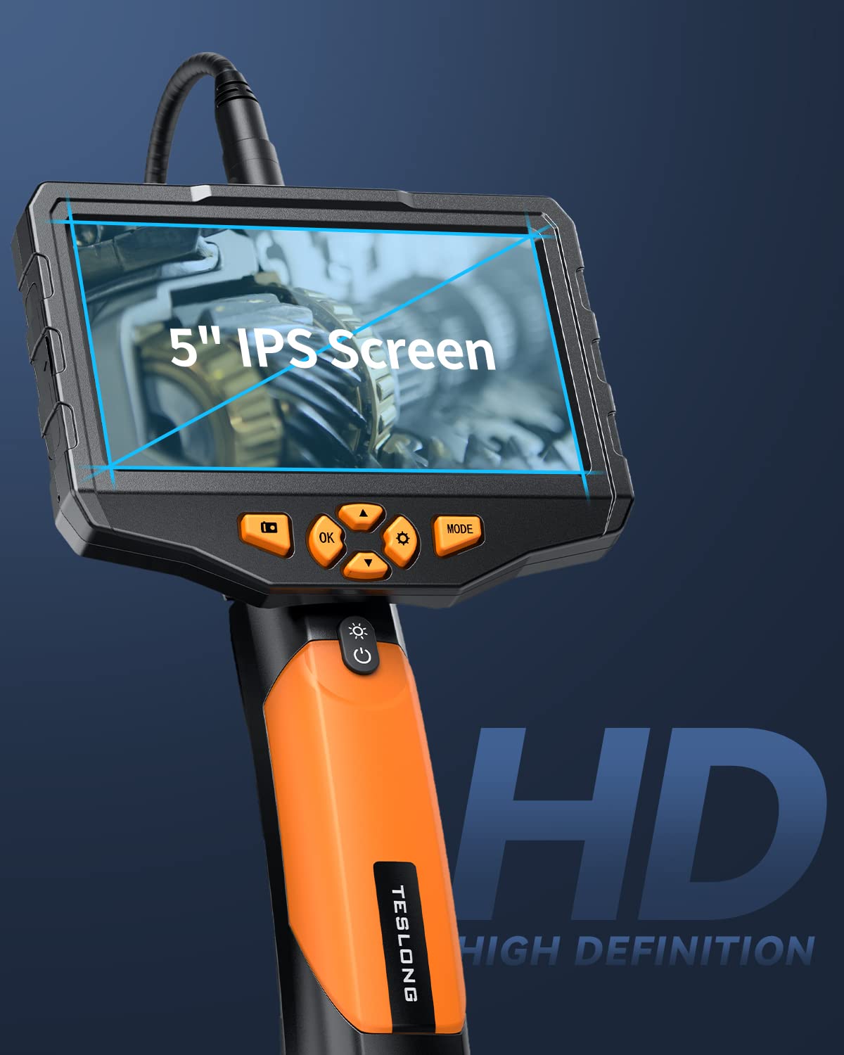 Triple Lens Borescope Inspection Camera, Teslong Professional Endoscope with Light, Digital Video Scope Camera, 16.4ft Waterproof Flexible Cable