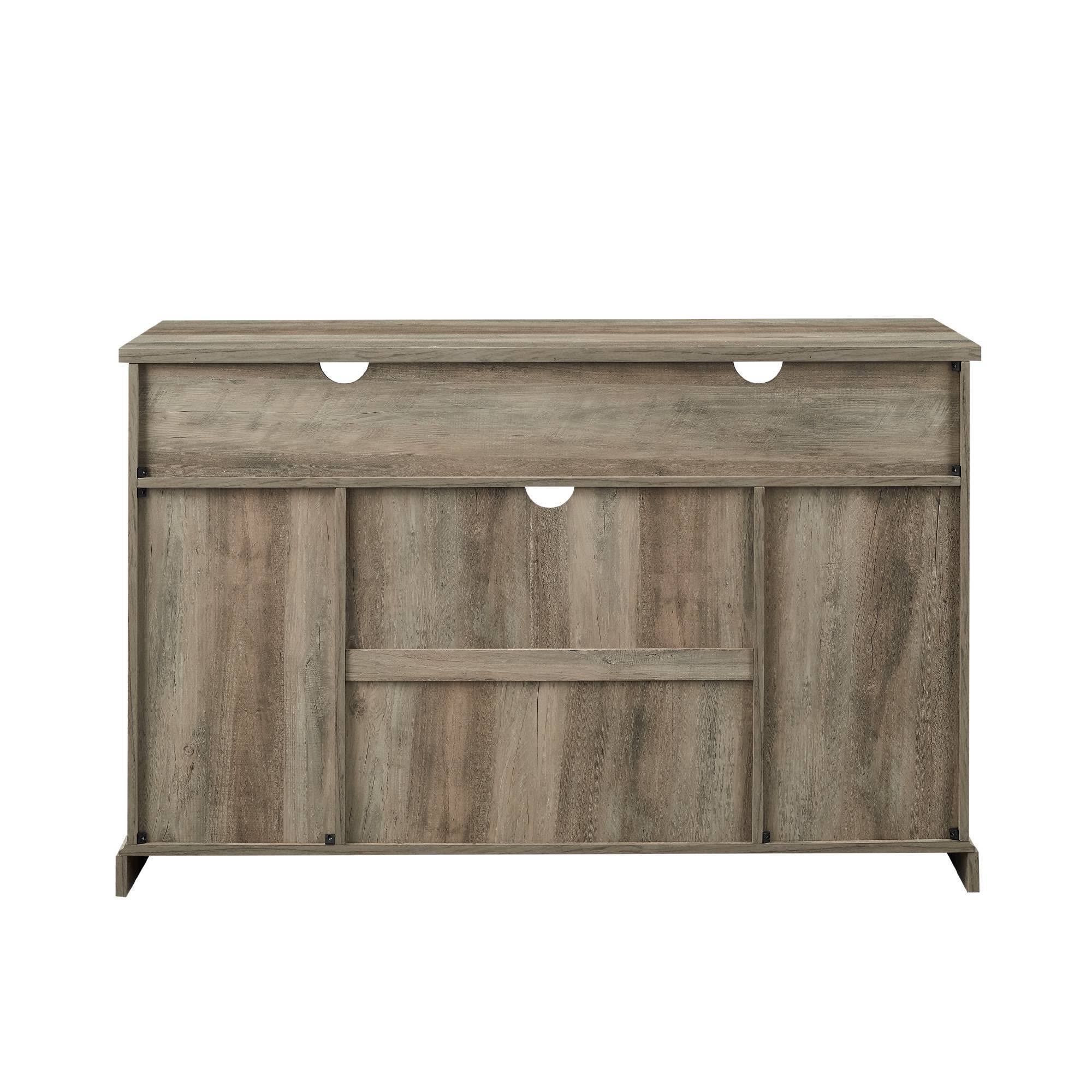 52x22 Sliding Barndoor Modern Farmhouse TV Highboy Storage Stand Gray Wash - Saracina Home