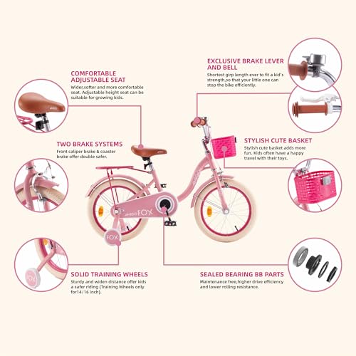 Royalbaby Princess Girls Kids Bike 12 14 16 18 20 Inch Children Bicycle with Basket for Age 3-12 Years