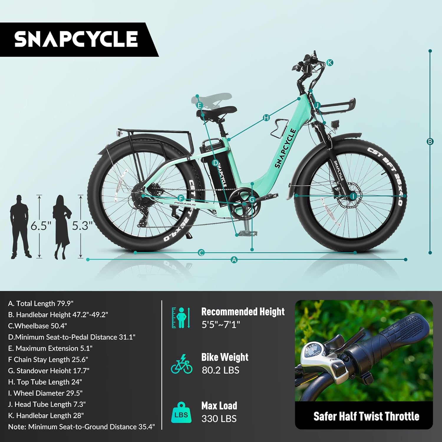 Electric Bike for Adults,1000W Peak Motor 28MPH with 26" x 4.0 Fat Tire Step-Thru Ebike,48V 15AH Removable Battery, Hydraulic Brake, Shock Absorber