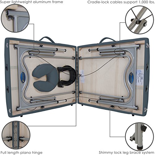 EARTHLITE Portable Massage Table LUNA - Ultra-Lightweight, Patented Aluminum Reiki Frame incl. Flex-Rest Face Cradle & Carry Case (29lb)