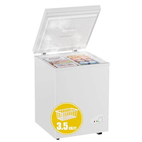 7.0 Cu Ft Chest Freezer - Energy Efficient & Quiet Mini Freezer with Adjustable Thermostat - Compact Deep Freezer for Home, Apartment, and Garage