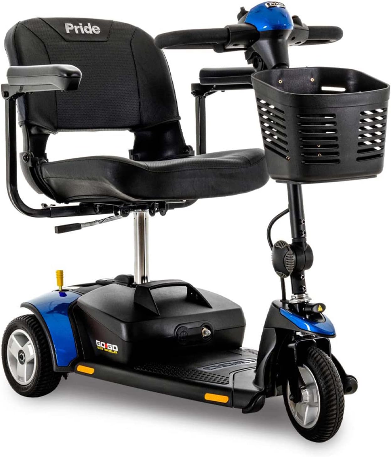 Pride Mobility Go-Go Elite Traveller 3-Wheel SC40E 12AH, Indoor & Outdoor Travel Electric Mobility Scooter w/Red & Blue Shroud Inserts for Adults