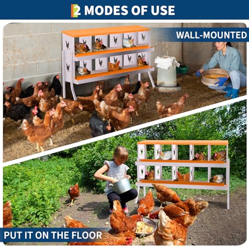 Garvee Chicken Nesting Box with Removable Tray, 8 Compartment Nesting Boxes for Chickens, Easy to Clean and Install