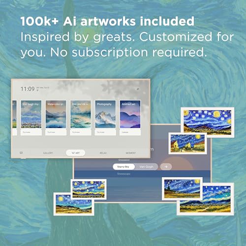 TCL 65-Inch Class NXTVISION Series QLED 4K UHD Google Smart TV Canvas Style Art Frame TV - QLED, 120hz, Matte Anti-Glare Screen, Free Bezel and Frame
