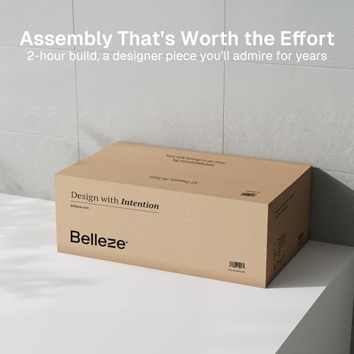 BELLEZE 65 Inch Fluted Buffet Cabinet with Storage, Symmetrical Arc Accent Sideboard Large Console Table for Dining Room, Kitchen