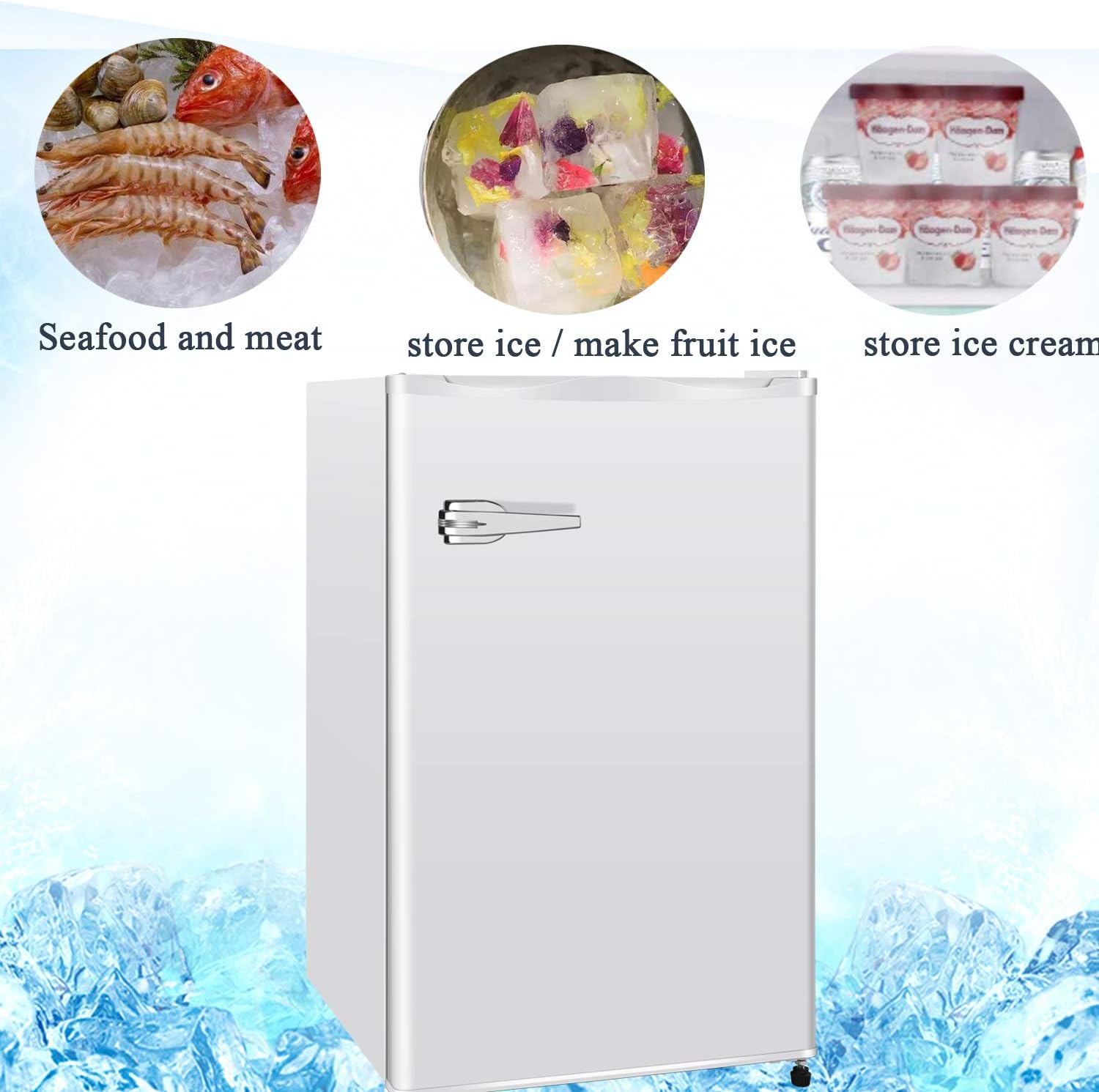 R.W.FLAME 2.3 Cu.ft Mini Upright Freezer Compact Freezer - Small Freezer Single Door, Small Freezer for Bedroom/Dorm/Home/Office, White