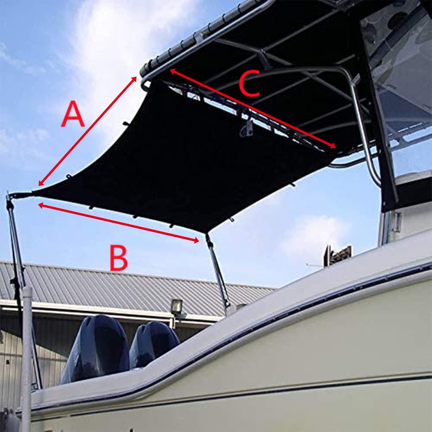TeBaisea Boat T-Top Shade Boat Shade Kit Boat Shades Canopy Sun Shade for Boat Cover with Stainless Steel Telescopic Rod Foldable