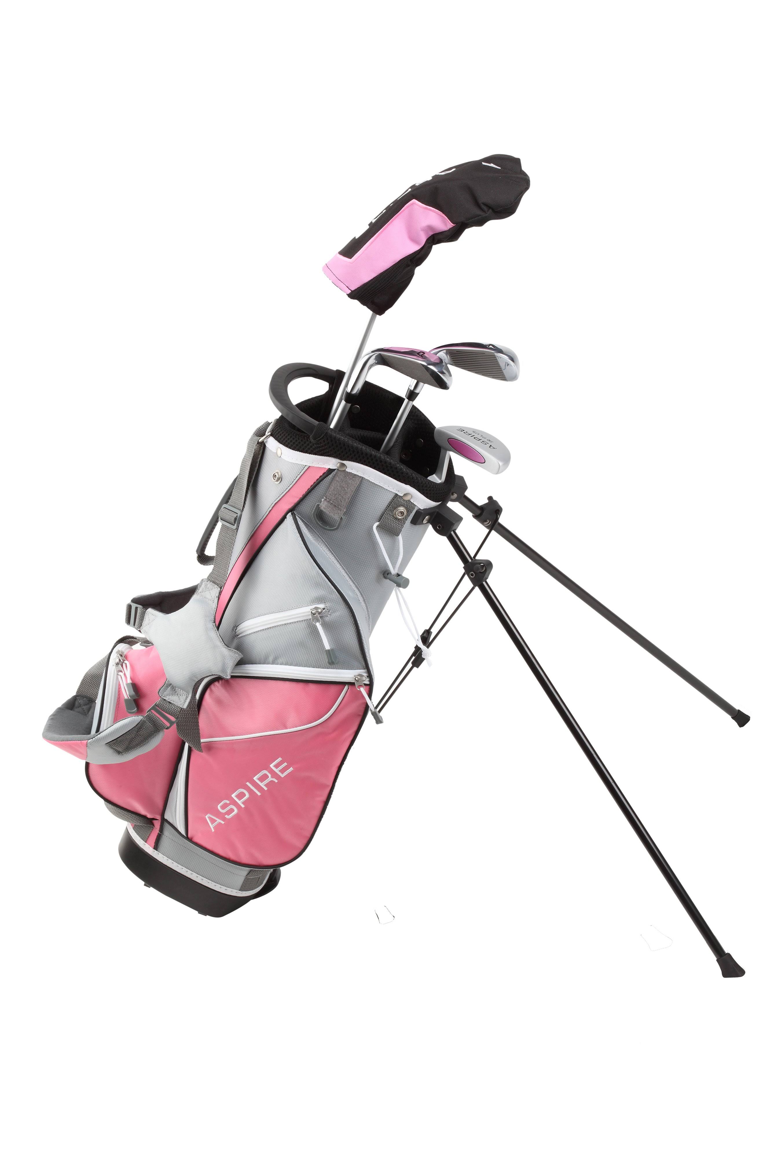 Aspire Junior Plus Premium Golf Club Set for Children, Kids - 5 Age Groups Boys and Girls - Right Hand Pink Ages 5-6
