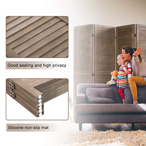 Room Divider 6 Panel Wood Privacy Screen Folding Partition Wall Room Dividers Freestanding White 5.57 FT Tall Divider for Room Separation