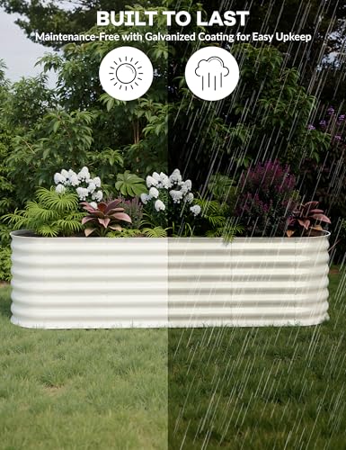 10x4x1.5ft Raised Garden Bed,Galvanized Raised Planter Boxes Outdoor with Easy Assembly, Large Garden Bed for Vegetables, Fruits, Flower