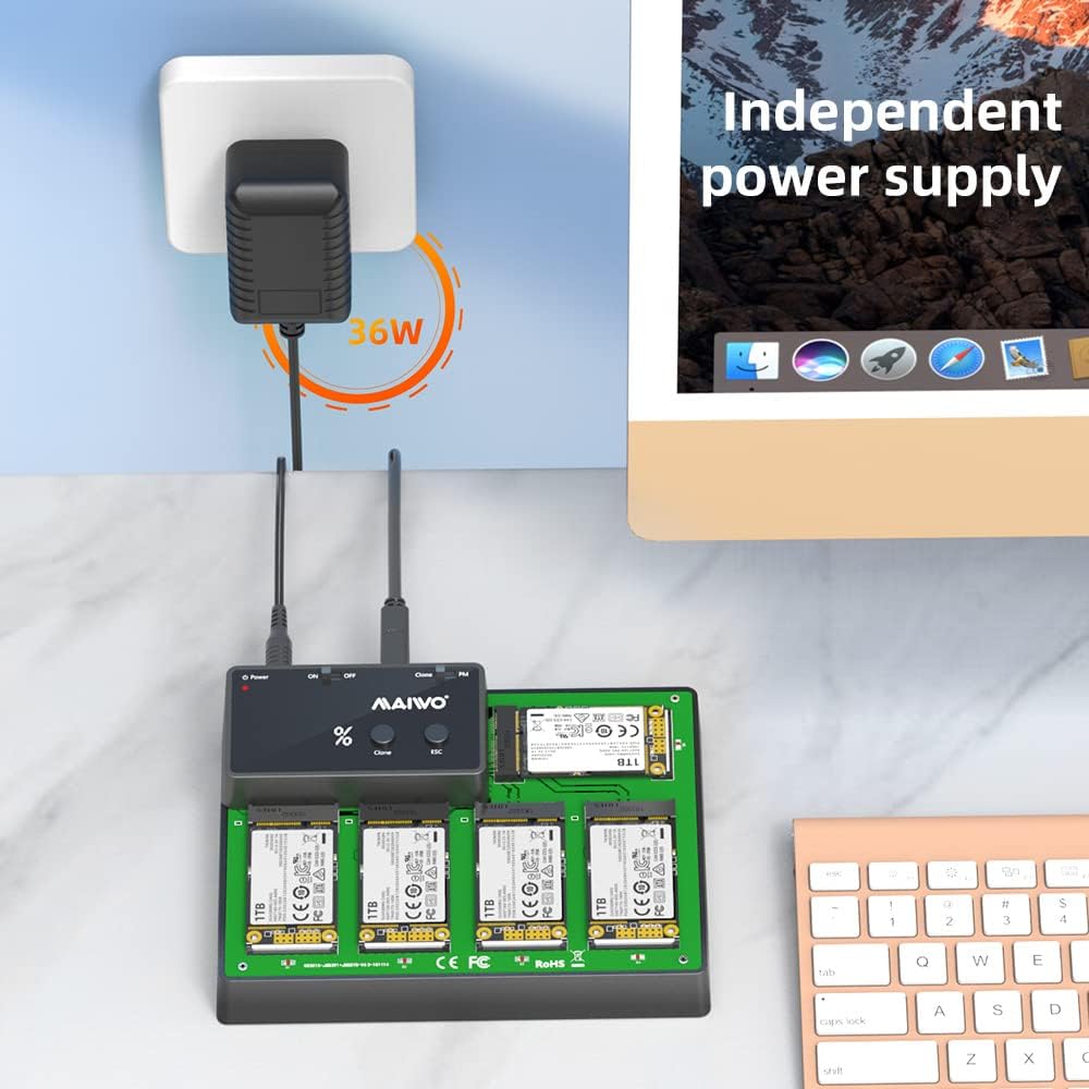 MAIWO K3016S 2 Bay m.2 SATA Docking Station, Tool-Free Type C to SATA SSD External Hard Drive Enclosure for B + M Key