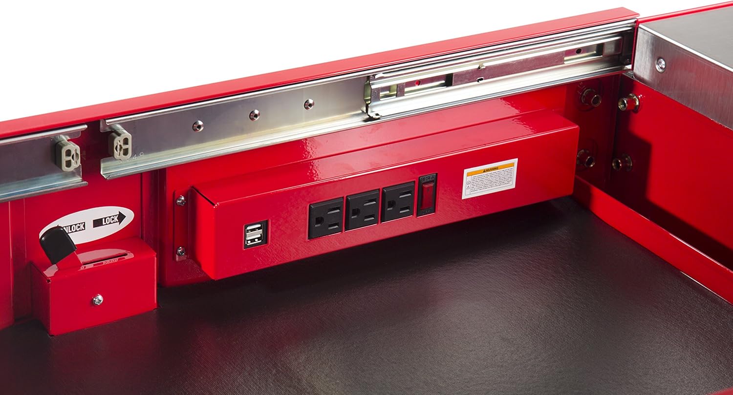 Sunex 8035XT 3 Drawer Service Cart with Sliding Top- Red