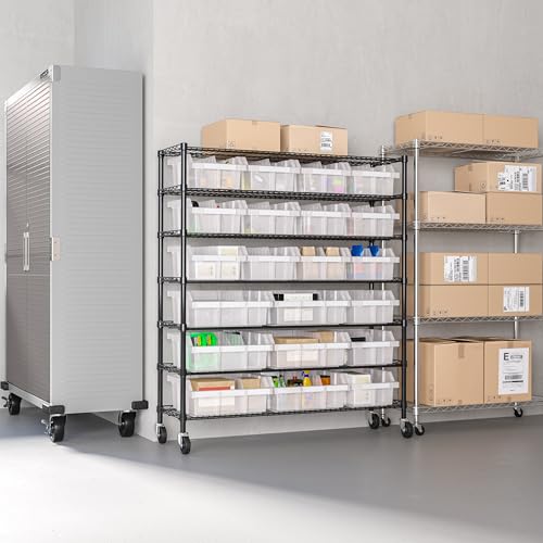 Seville Classics Heavy Duty NSF Bin Rack Solid Steel Wire Shelving Storage Unit, Patented Organizer for Garage, Warehouse, Office, Restaurant