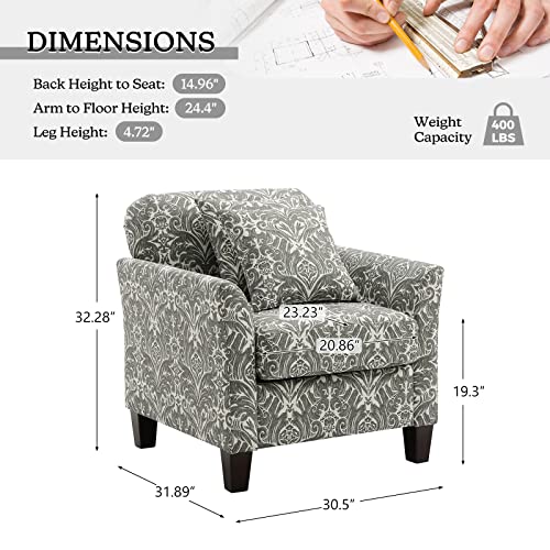 HULALA HOME Floral Accent Chair Comfy Upholstered Armchair with Removable Cushions & 2 Pillows