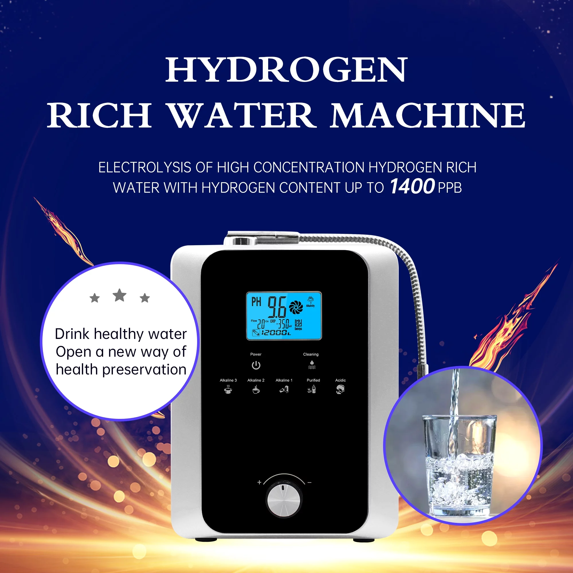 ALKA Water Ionizer and Water Purifier Machine,PH 3-11 Alkaline Acid Water Machine,Up to -800mV ORP, 12000 Liters per Filter,11 Plate Electrode
