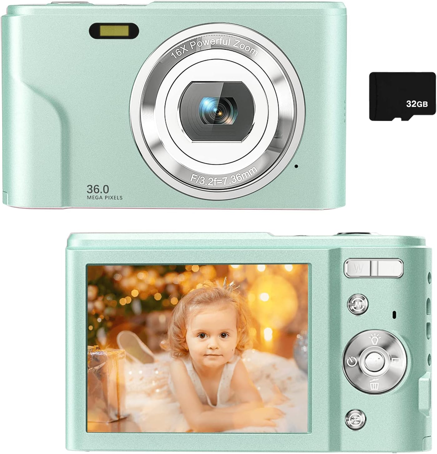 Digital Camera for Kids Boys and Girls - 36MP Children's Camera with 32GB SD Card, Full HD 1080P Rechargeable Electronic Mini Camera for Students