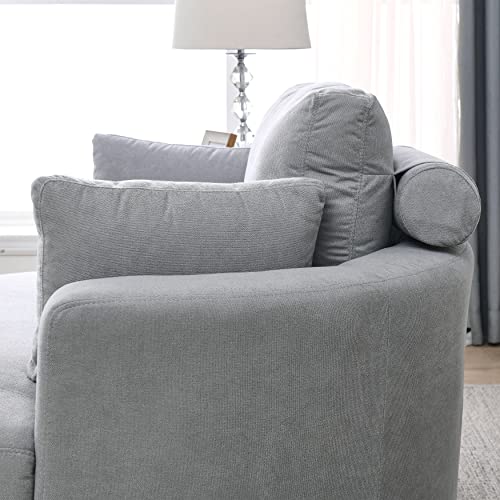 51.5-Inch Oversized Swivel Accent Barrel Chair with Storage Ottoman ,Button Decor and 4 Pillows