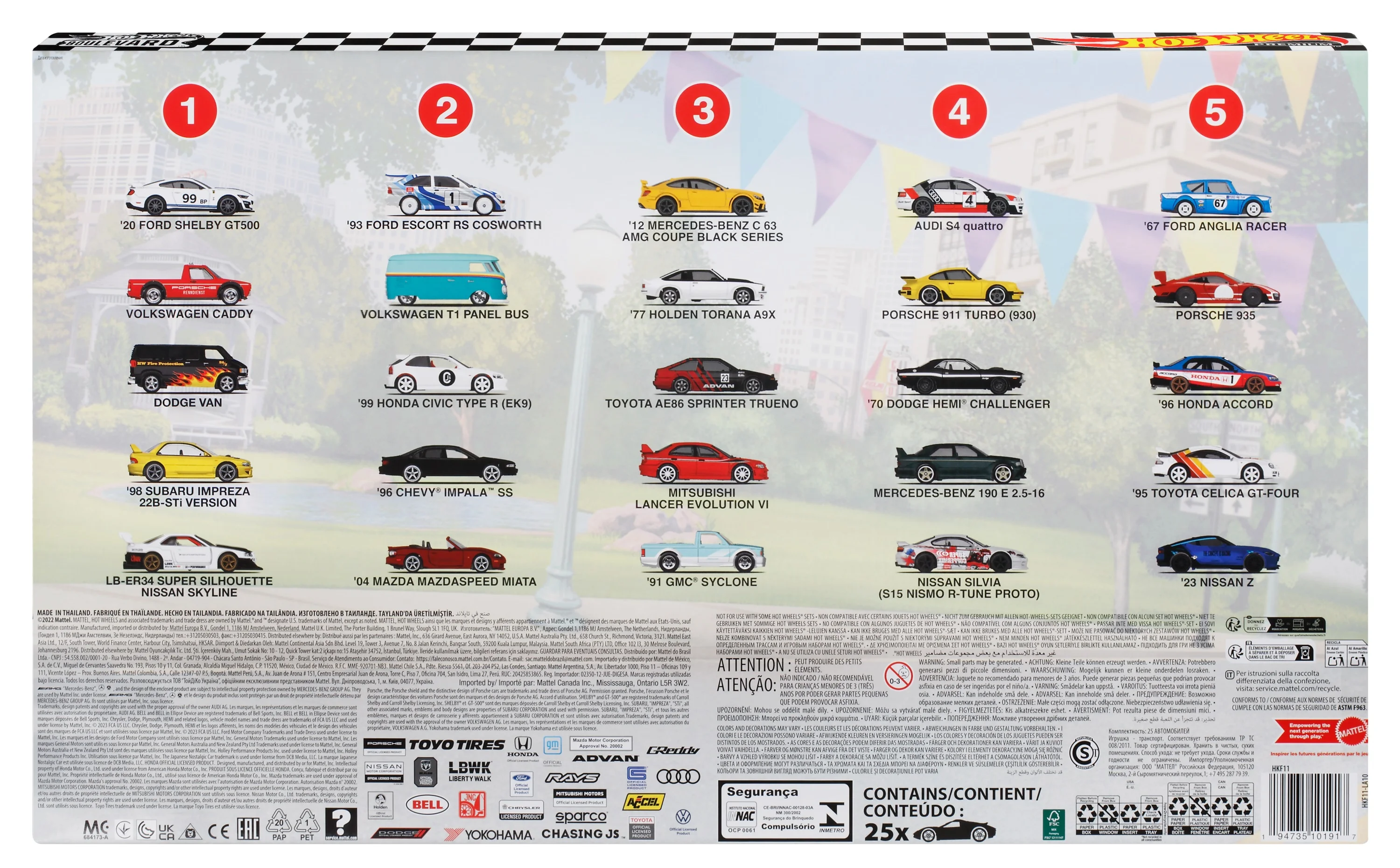 Hot Wheels Boulevard 25-Car Factory Set, 25 Premium 1:64 Scale Sports Cars - Radiant Selections