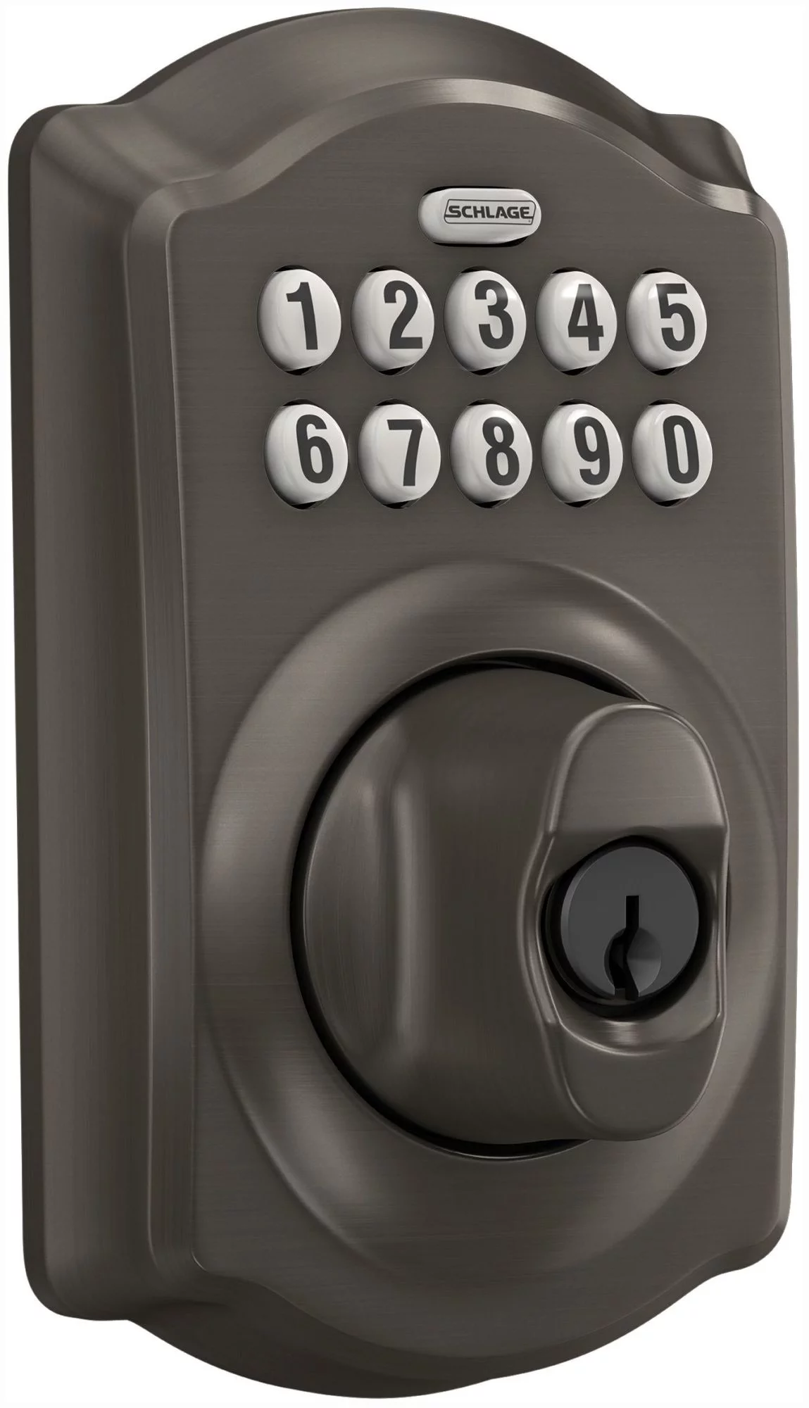 Schlage Be365-Cam Camelot Electronic Keypad Single Cylinder Deadbolt - Black