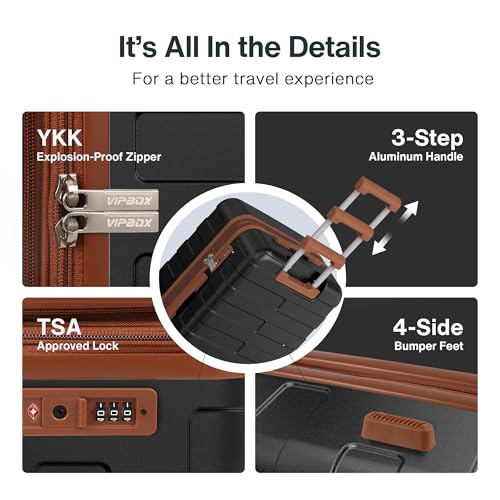 Luggage Sets 3 Piece (3-YEARS VIP SERVICE) Hardside Expandable Ultra Durable 100% PC Lightweight Carry On Travel Suitcase Set with TSA Lock Spinner