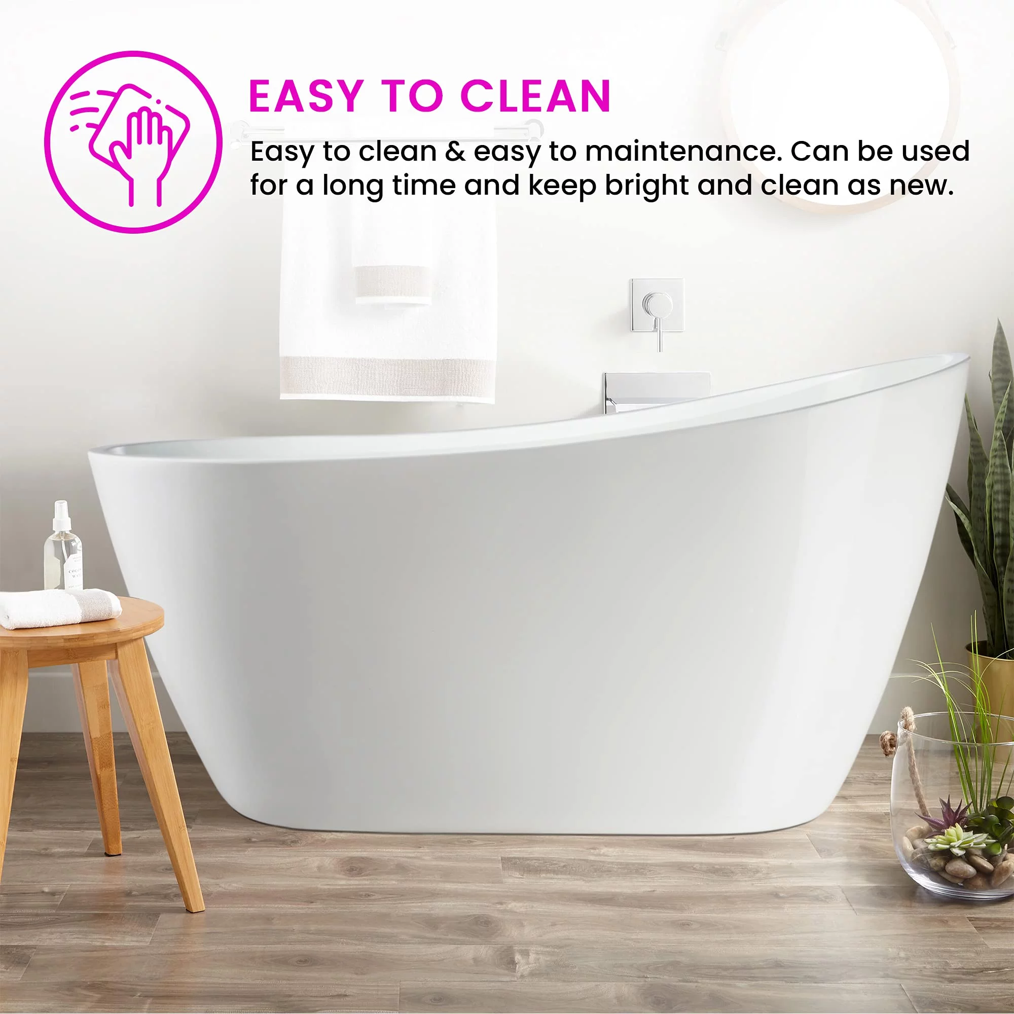 Vanity Art 55" x 28" Acrylic Freestanding Bathtub - Curated Treasures Market