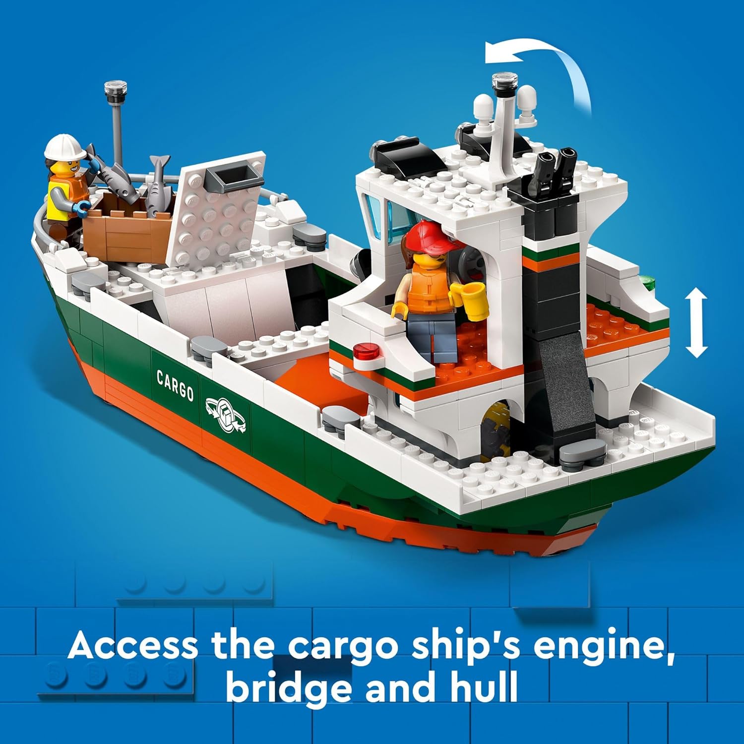LEGO City Seaside Harbor with Cargo Ship Toy, Model Container Crane and Boat with 8 Minifigures Included