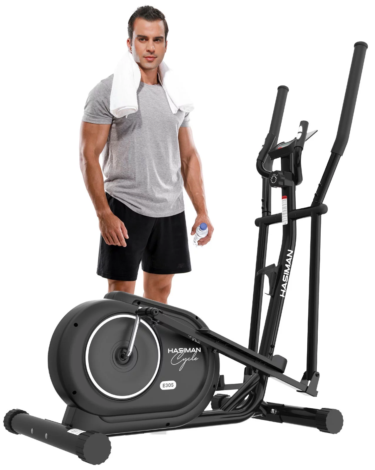Pooboo Silent Magnetic Elliptical Bike Stationary Exercise Machine for Home Gym Cardio Workout 300lb