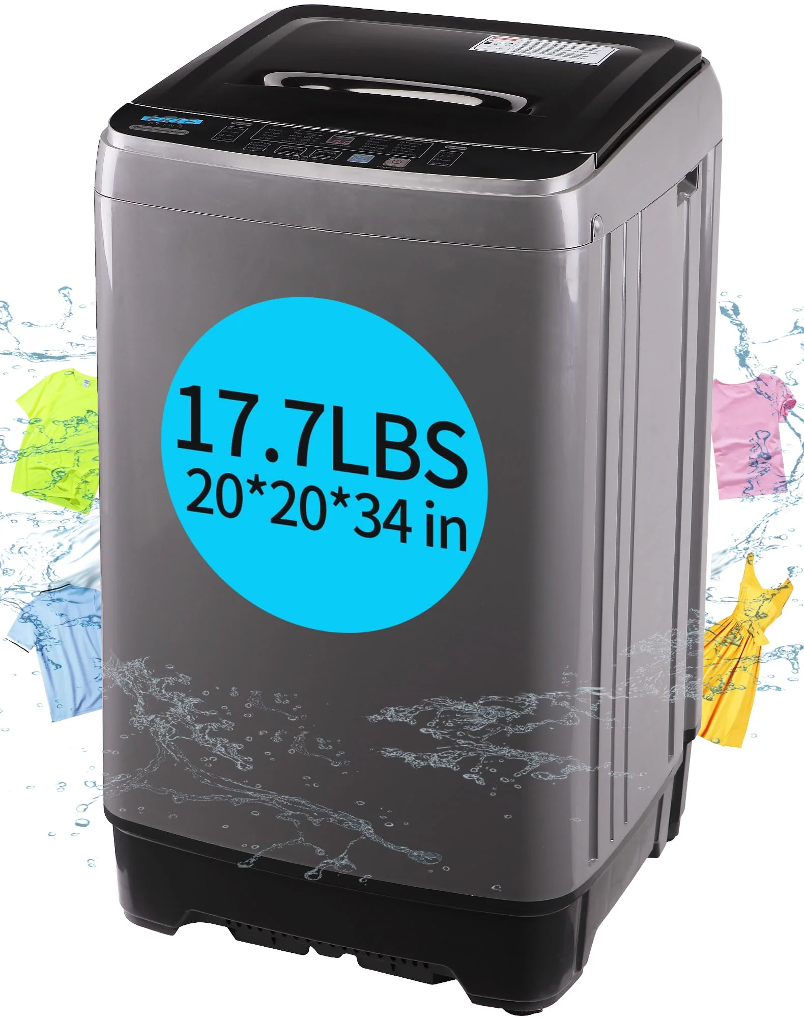 KRIB BLING Portable Washing Machine, 17.7 lbs Large Capacity Full Automatic Washing Machine, Compact Laundry Washer for Home Apartment, Coffee Gold