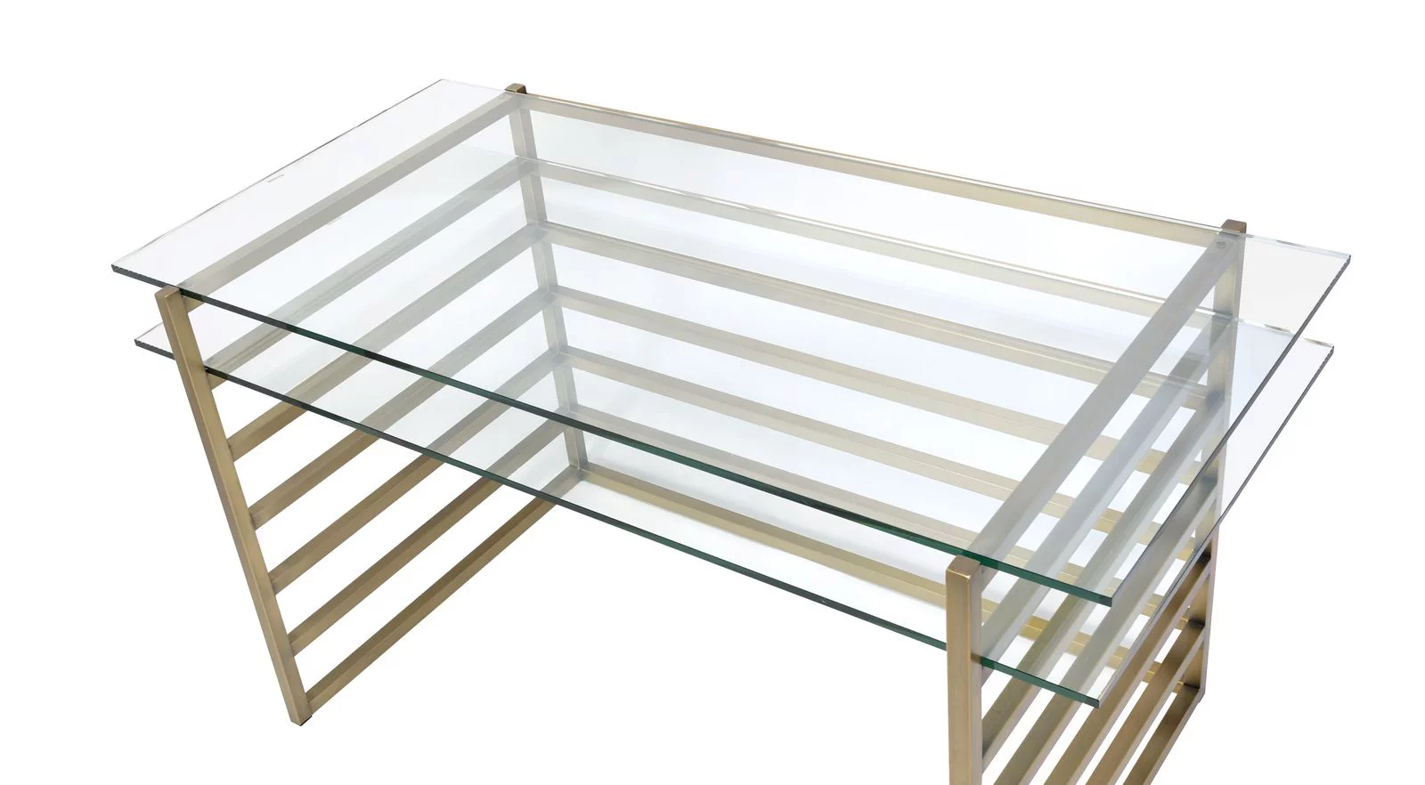 ACME Shona Desk in Antique Gold & Clear Glass 92535