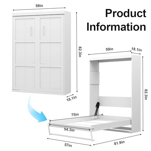 Black Wood Full Size Murphy Bed, Murphy Bed Full Space-Saving Wall Beds